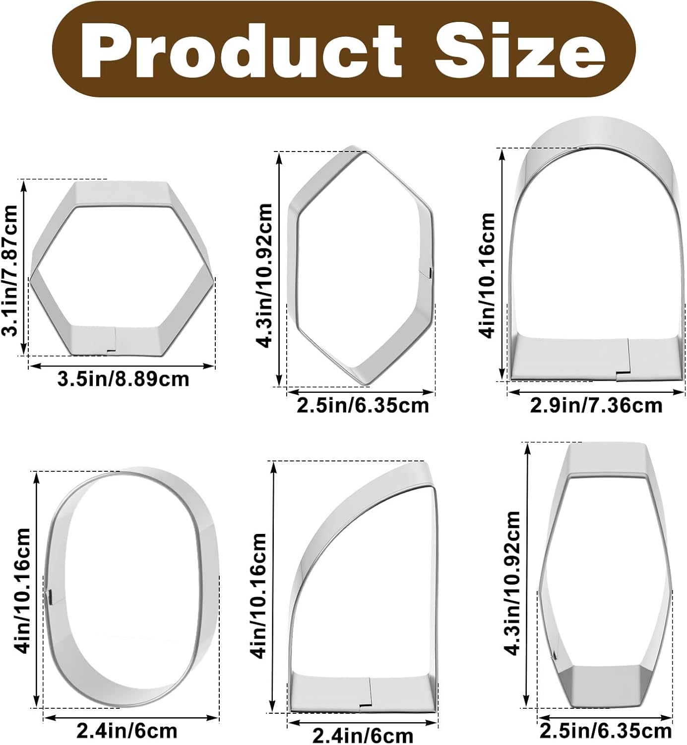 6 Piece Geometric Plaque Cookie Cutter Set Stainless Steel Plaque Cookie Cutter Wedding Cookies Cutters Cookies Cutters Variety Pack Cookiess Cutterss Shape for Baking