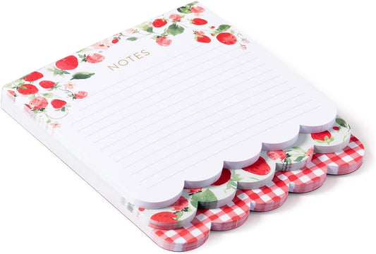 Eccolo Scalloped Edge 3-in-1 Layered Note Writing Pad (6.5-x-7.5" - 120 Pages, Strawberry)
