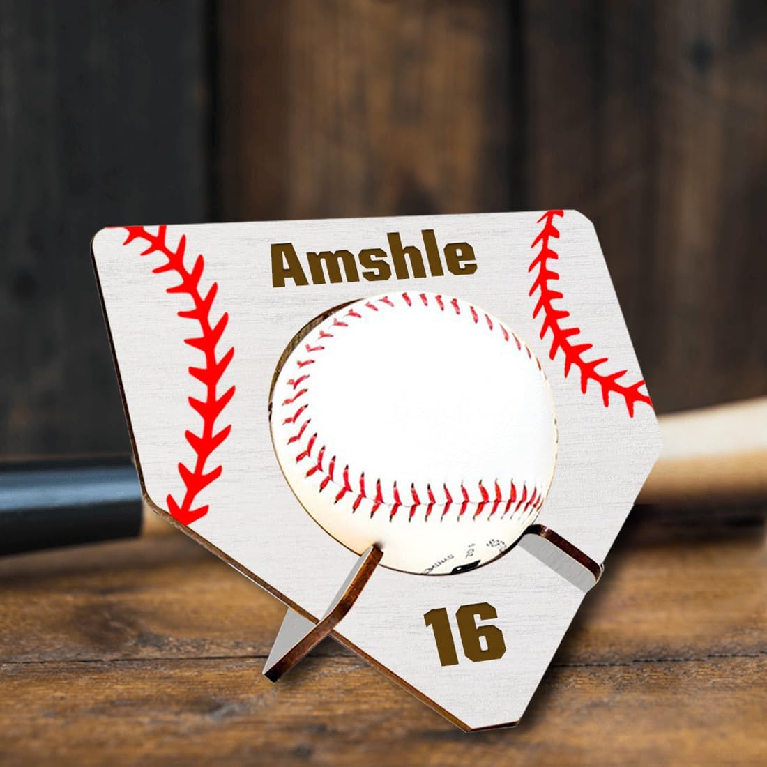 Personalized Home Run Baseball Ball Display Case Wood Softball Storage Stand Baseball Holders for Boy Men Husband Dad's Collection Memorabilia Baseball Display Case Softball Ball Memory Holder