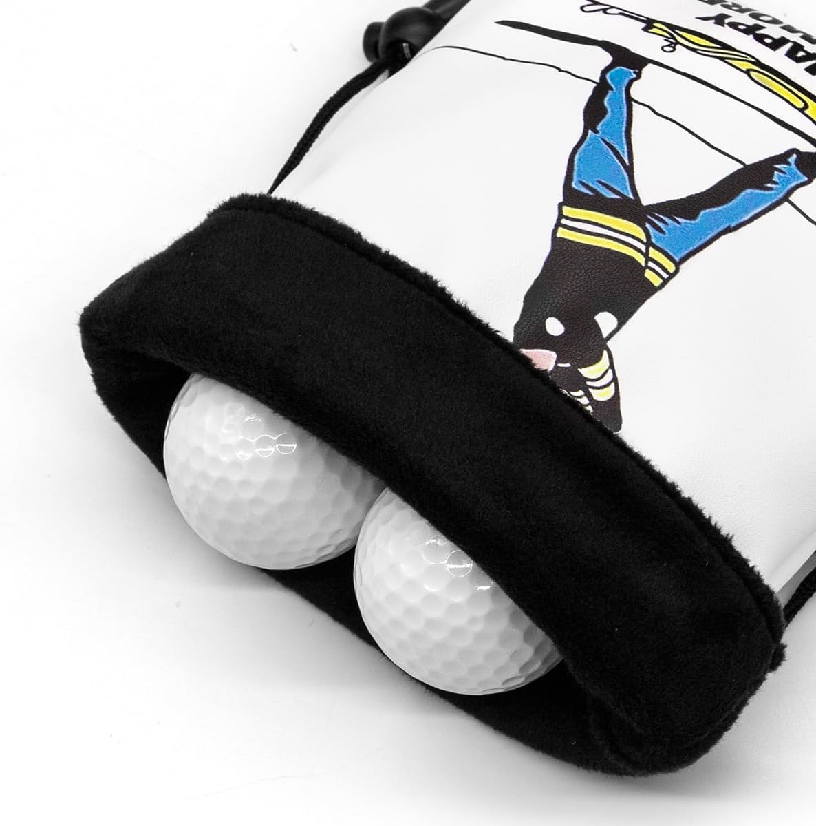 Funny Golf Valuables Bag with Drawstrings - Synthetic Leather Tee Pouch for Men, White Gifts for Golfer