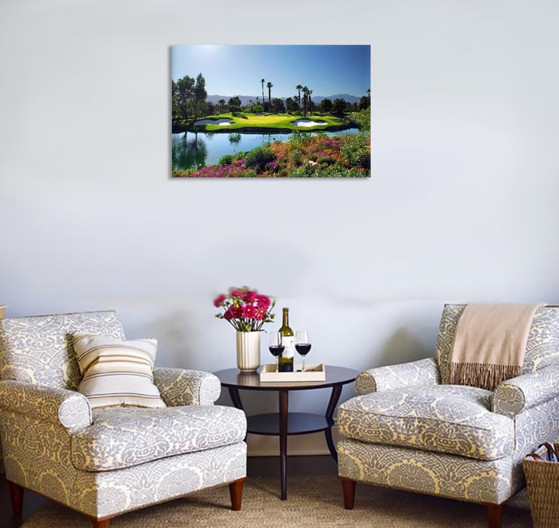 chenchenArt Indian Wells Golf Course Wall Art Picture Golf Course Poster Wall Decor for Living Room Bedroom Home Decorations Golf Artwork Canvas Prints Framed Ready to Hang(12''H x 16''W)