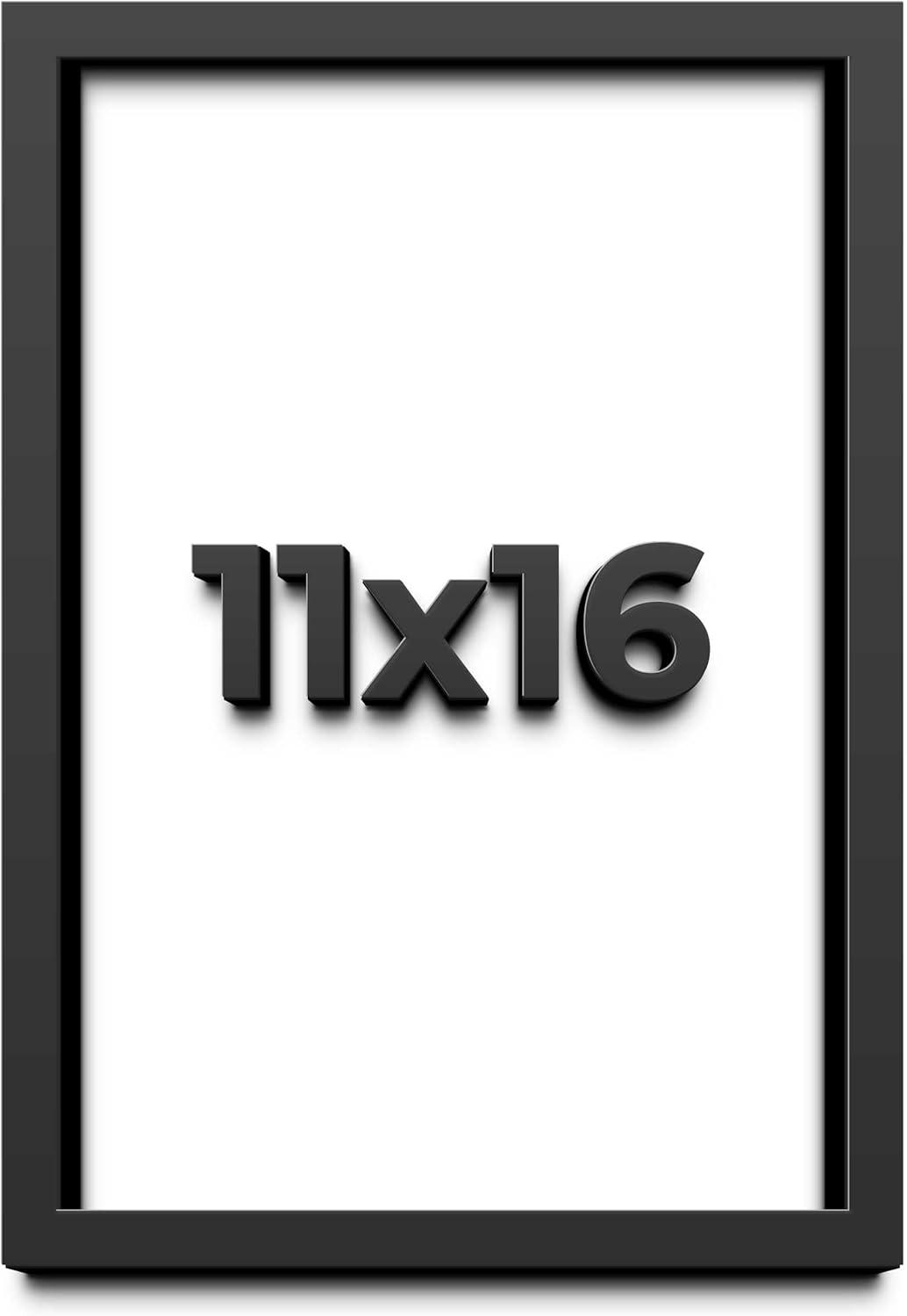 11x16 Shadow Box Black Solid Wood Display Frame with White Acid-Free Backing UV Acrylic & Hanging Hardware - with 3/4" Usable Depth