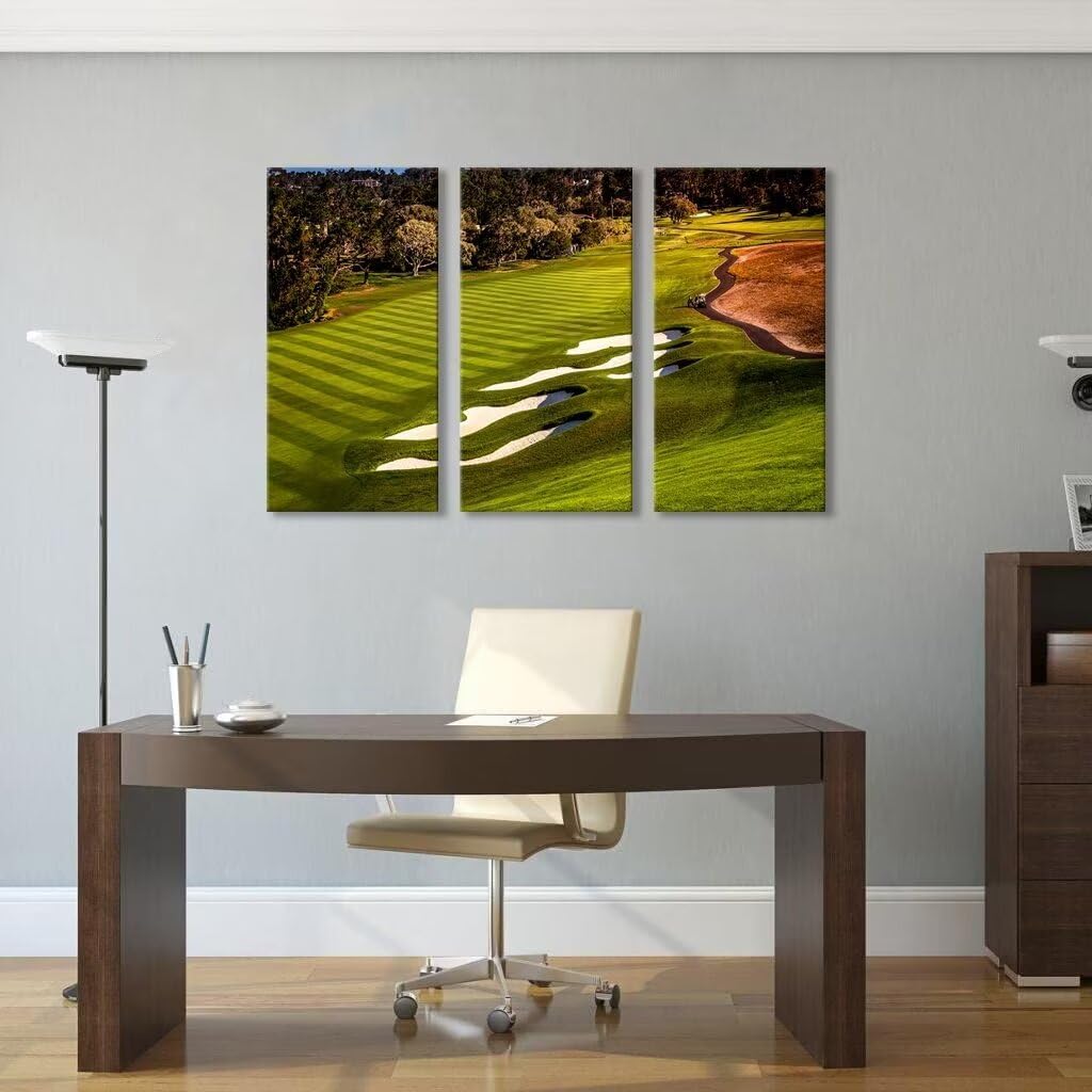 USA California Golf Course Canvas Wall Art for Living Room Bedroom Bathroom Home Decorations Golf Artwork Canvas Prints Modern Framed Artwork Ready to Hang(12''W x 24''H x3)