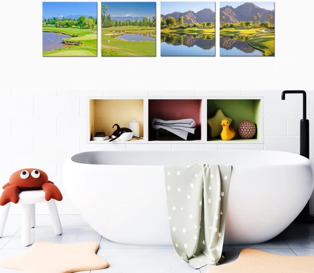 Pankila Indian Wells Golf Course Wall Art Canvas Prints USA California Golf Course Wall Decor for Living Room Bedroom Bathroom Home Decorations Framed Artwork Ready to Hang (20''W x 20''H x 4)