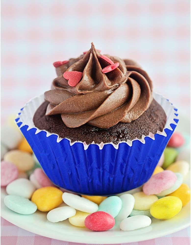 Blue Cupcake Liners for Baking,GOLF 500 Pack Standard Size Red Foil Cupcake Liners Wrappers Metallic Baking Cups,Muffin Paper Cases