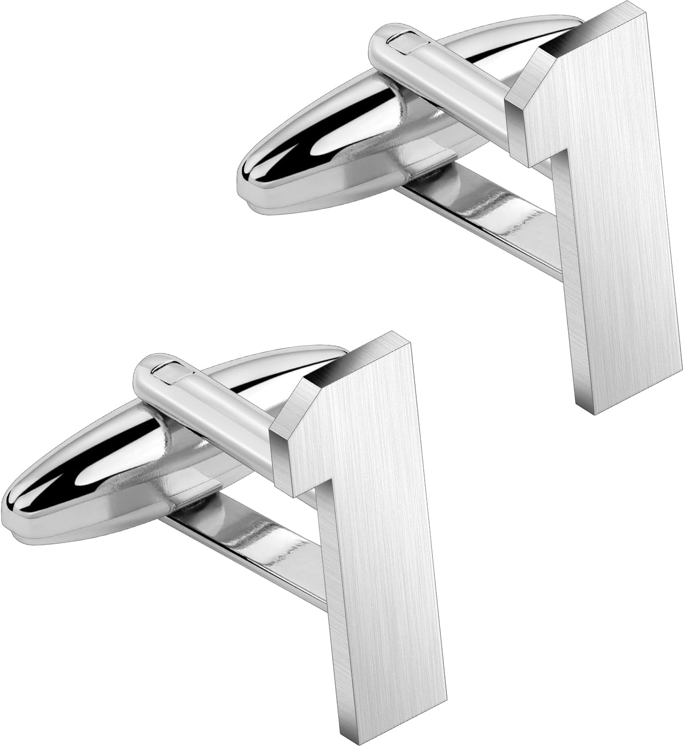 AMITER Mens Cufflinks with Number, Classic Silver Personalized Cuff Links for Men, Sport’s Day Casual or Formal Shirts