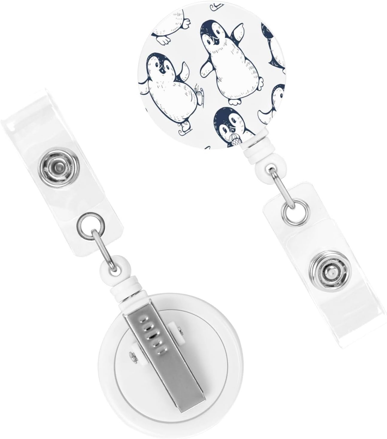 Cute Penguins Badge Reels Retractable Badge Holder with Clip for Id Name Tag Office Worker Student Teacher Nurse Doctor