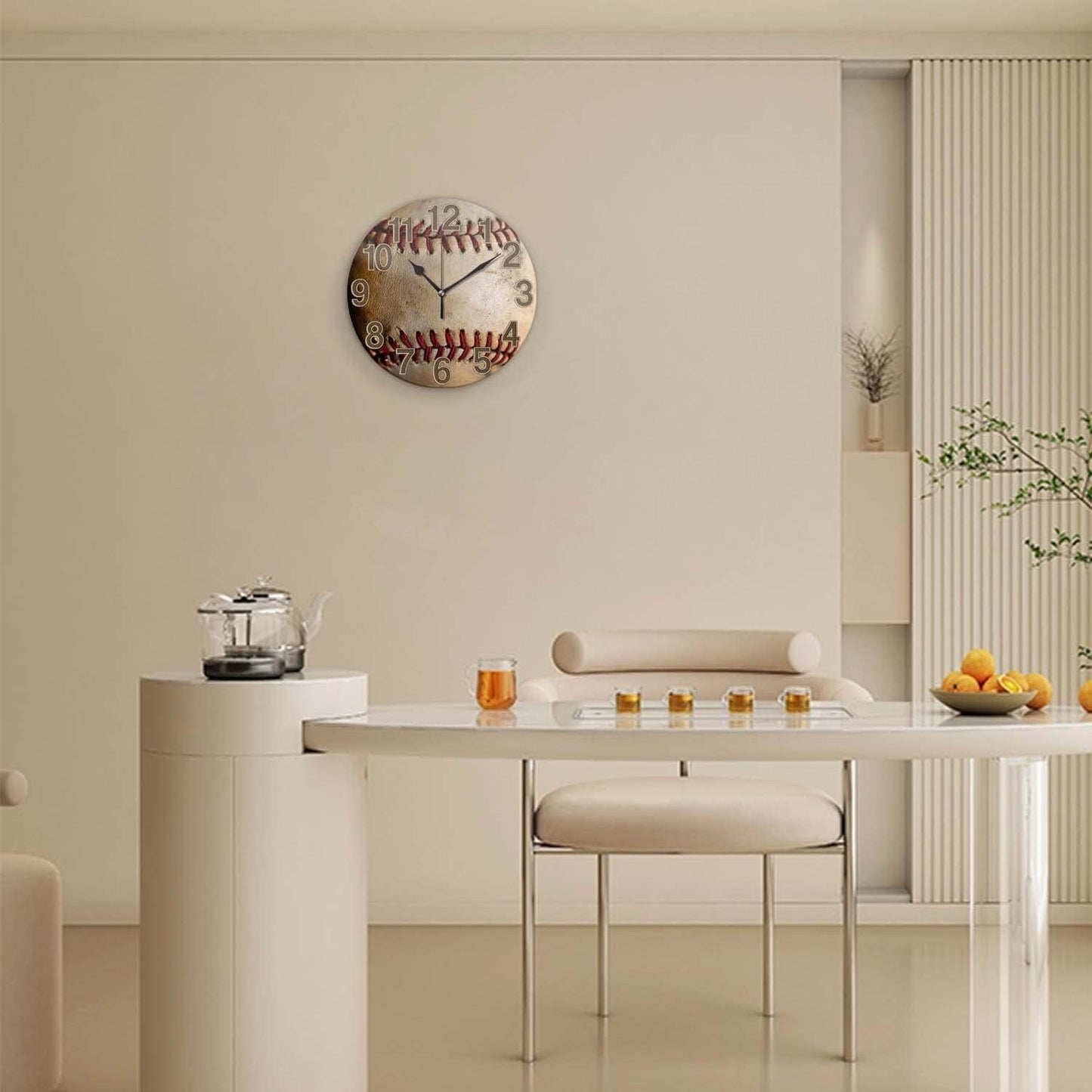 Silent Non-Ticking Sport Theme Wall Clocks, Vintage Baseball Wall Clock, Battery Operated 9.8"x9.8" Round Wall Clock for Home Decor Boy Room Living Room School Birthday Gift