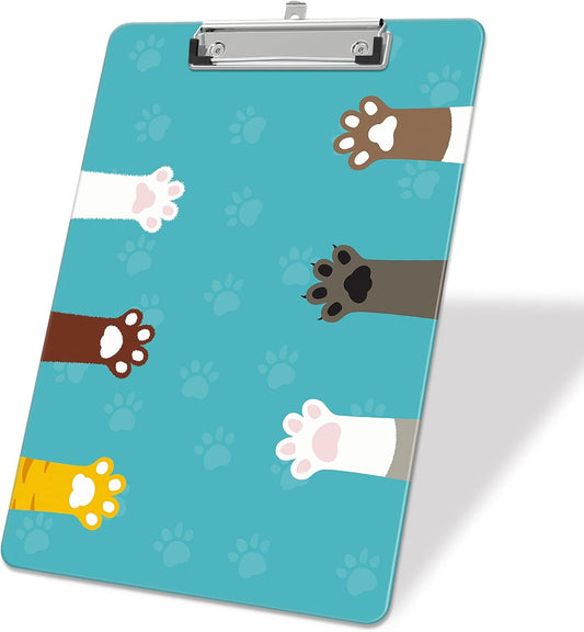 Plastic A4 Clipboards, Cute Clip Board Stardard Letter Size 9 x 12.5 in, Office Decorative for Students Women Men and Kids, Cat Claw