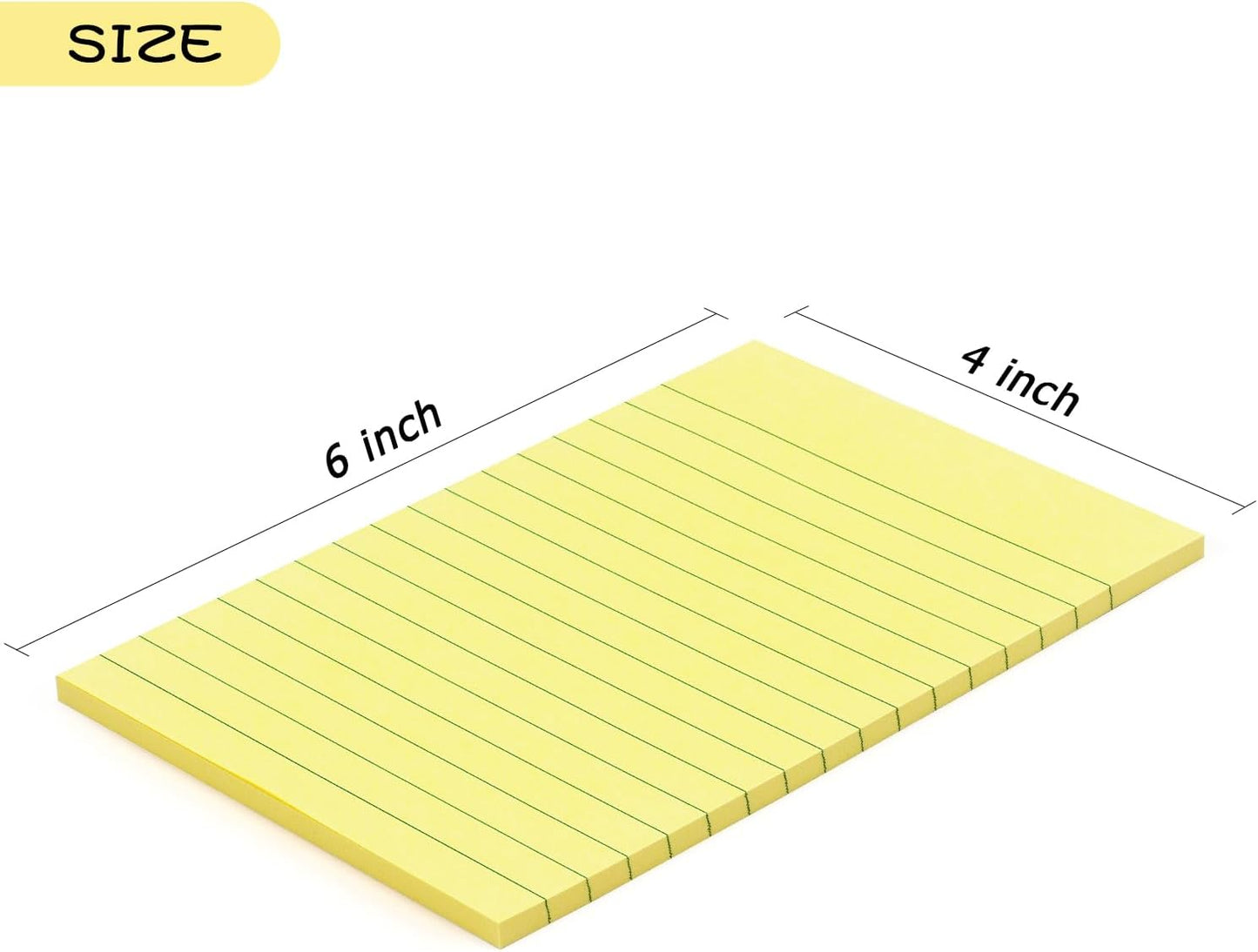 Early Buy 6 Pads Lined Sticky Notes with Lines 4x6 Self-Stick Notes 6 Pastel Color Sticky Notes, 45 Sheets/Pad