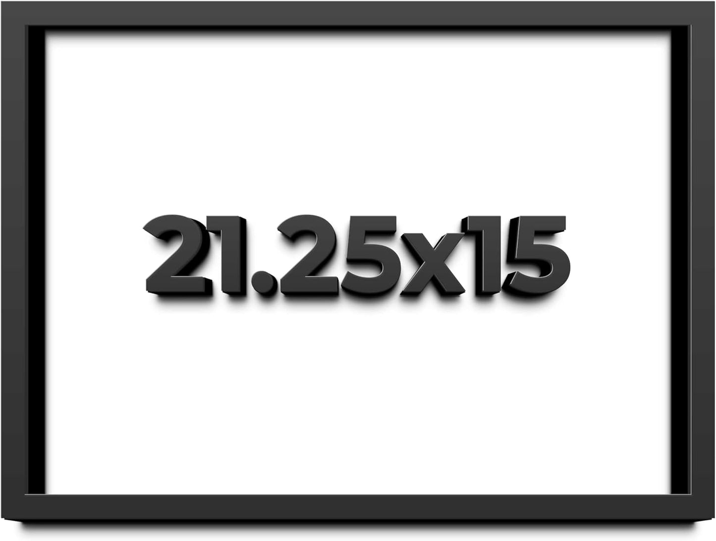21.25x15 Shadow Box Black Solid Wood Display Frame with White Acid-Free Backing UV Acrylic & Hanging Hardware - with 3/4" Usable Depth