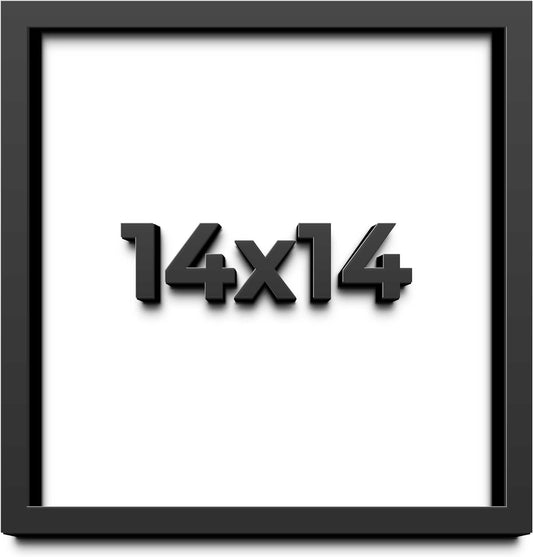 14x14 Shadow Box Black Solid Wood Display Frame with White Acid-Free Backing UV Acrylic & Hanging Hardware - with 3/4" Usable Depth