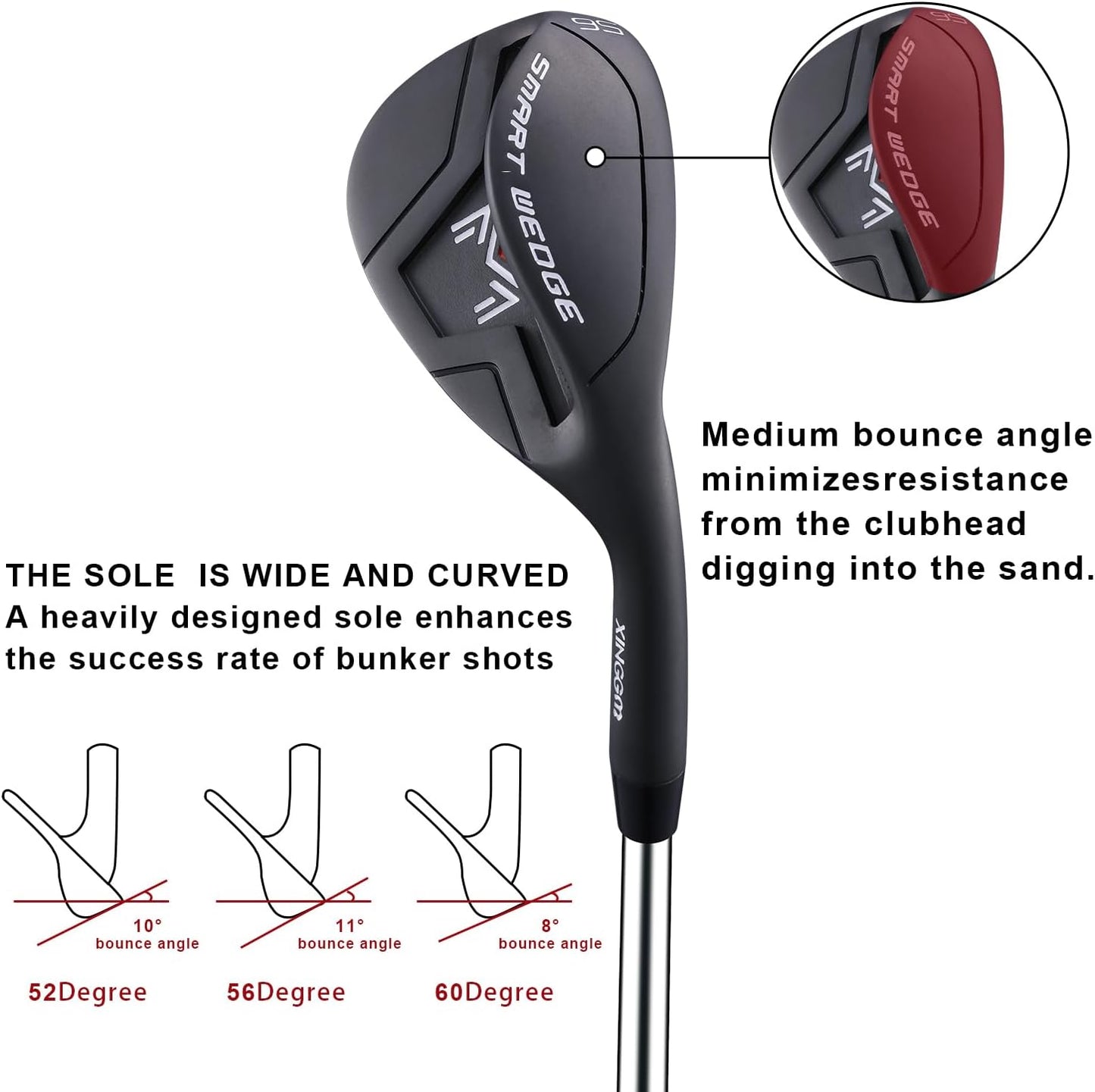 Smart Wedge – Full Face CNC Groove 52/56/60 Degree Golf Wedges for Men,Solid Shots, No Chunking for All Lies,Low CG Design for Bunker Shots