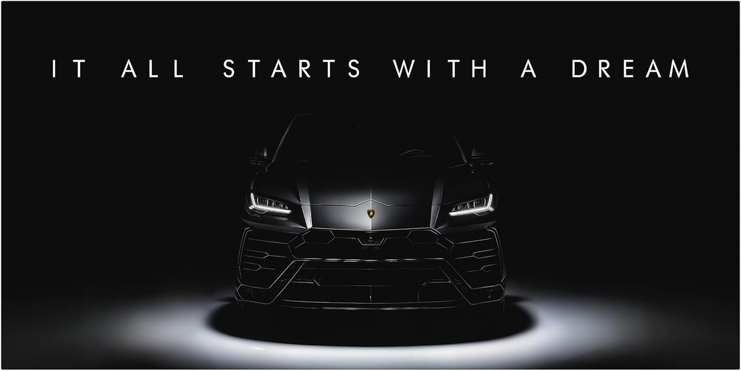 Motivational Wall Art for Office, Super Car Art Canvas, Inspirational Automotive Decor for Lamborghini Urus Sportscar Lovers, Motivational Wall Decor for Home, Car Poster (10" x 20" in)