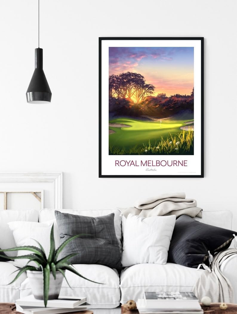 Royal Melbourne Golf Print - The West Course 5th Hole - Golf Course Australia, Royal Melbourne Golf Poster, Australia Golf Course Print, Sunset Golf Art, Nature Landscape Wall Decor (Unframed) (20x30)
