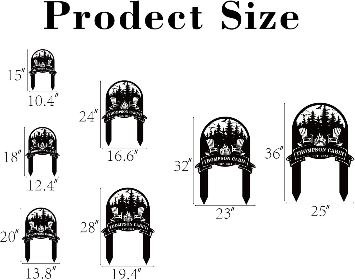 Personalized Family Name Firepit Scene Sign with Yard Stake, Rustic Personalized Camping Decor