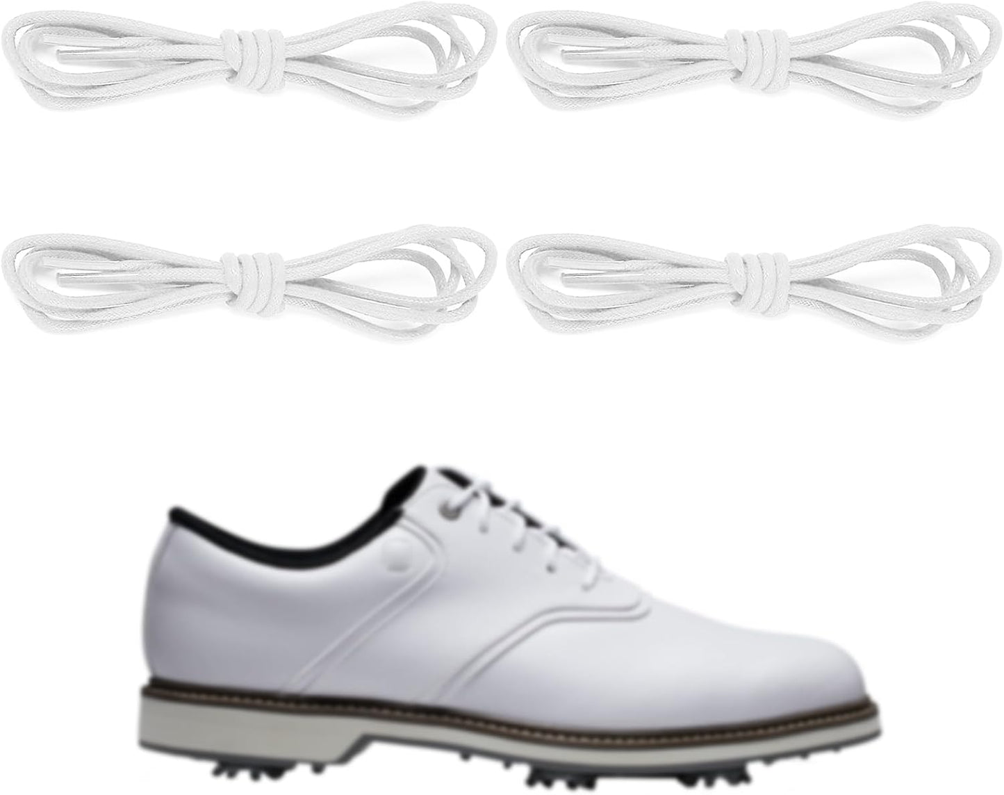 2 Pairs Waxed Golf Shoelaces for FootJoy Shoes, 3/32"(2.5mm) Oxford Thin Dress Shoe Laces Replacement Strings