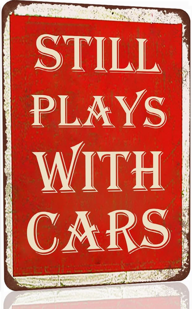 Garage Signs For Men - Funny Metal Tin Car Room Decor - Vintage Car Gifts 8x12 Inch