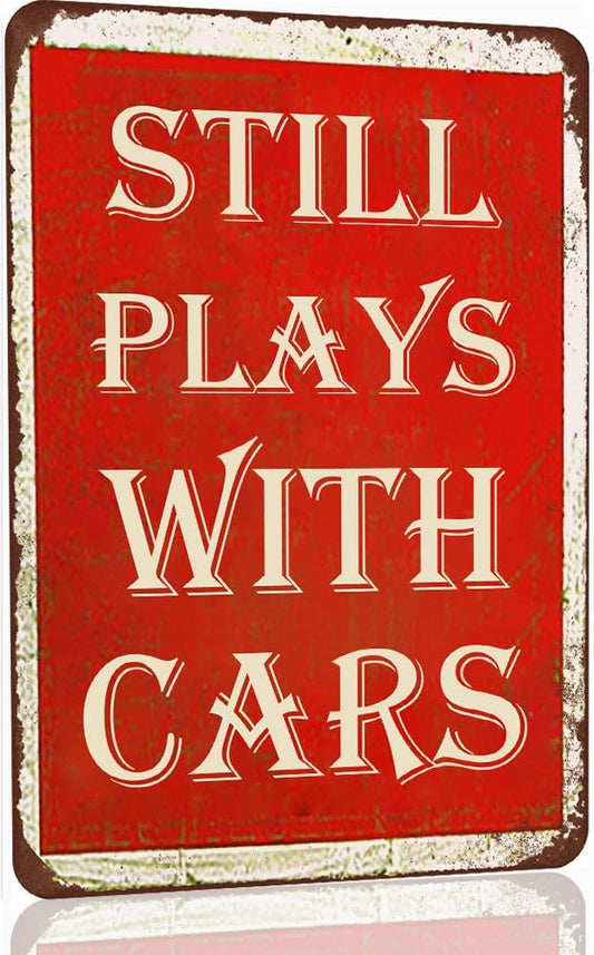 Garage Signs For Men - Funny Metal Tin Car Room Decor - Vintage Car Gifts 8x12 Inch