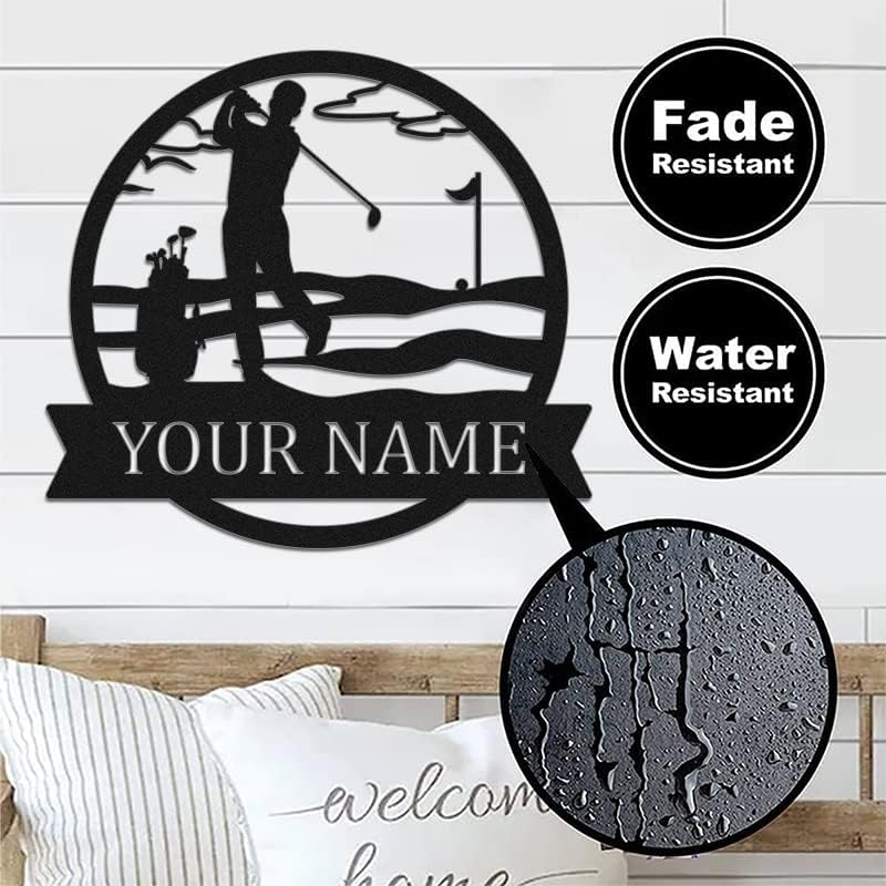 Personalized Golf Metal Wall Art – Custom Golfer Name Sign with Golf Clubs Design, Rustic Metal Wall Décor for Man Cave, Sports Room, or Home Bar, Unique Golfer Gift