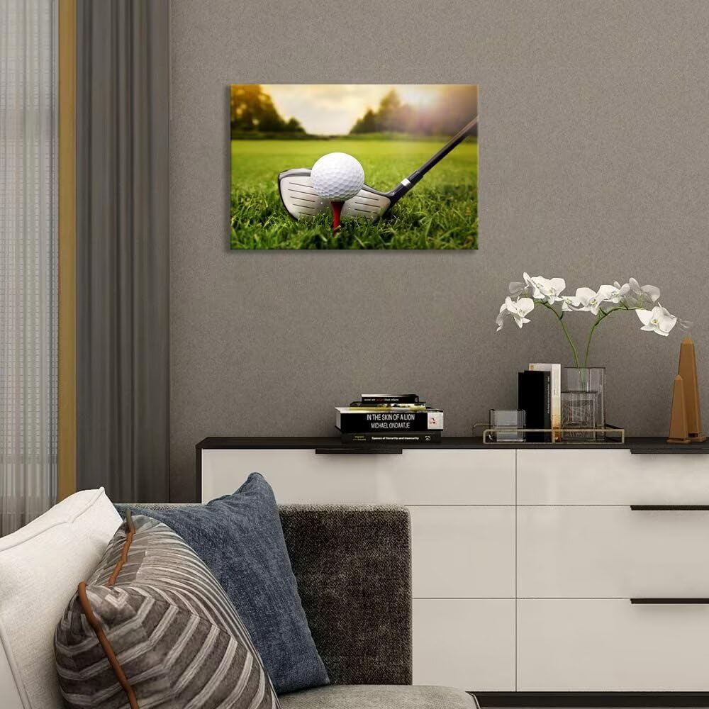 Golf Canvas Wall Art for Gym Room Golf Posters Golf Course Wall Decor for Living Room Bedroom Home Decorations Wall Decor Framed Artwork Ready to Hang(12''H x 16''W)