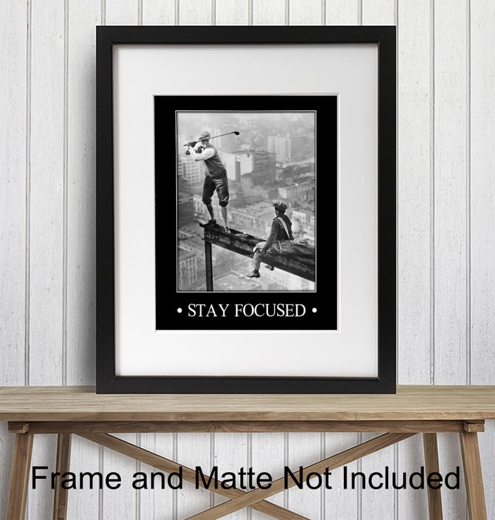 Vintage Golf Wall Art LARGE 11x14 - Inspirational Motivational Poster - Man cave, Game Room, Den Home Office Decor - positive Quotes, Funny Sayings - Masculine Wall Art Photo Print - Personal Growth
