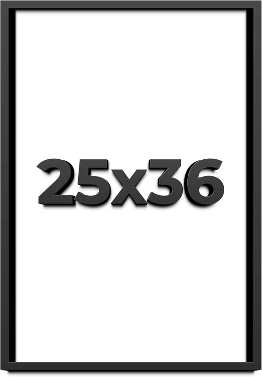 25x36 Shadow Box Black Solid Wood Display Frame with White Acid-Free Backing UV Acrylic & Hanging Hardware - with 3/4" Usable Depth