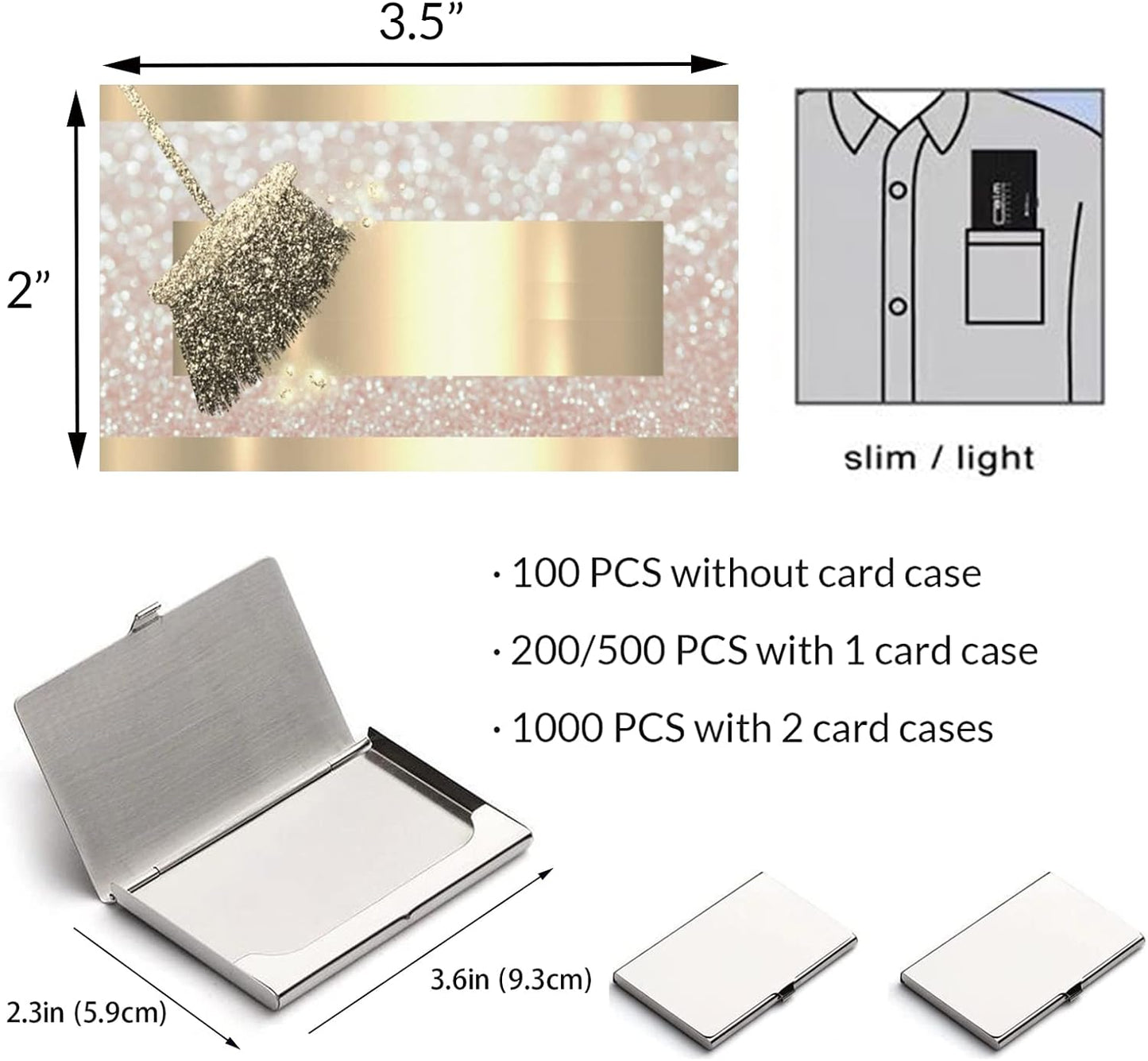 xrlsg Custom Business Cards 100PCS Double-sided Printing Business Cards Customize with Your Logo Personalized 3.5"x 2" Cards for Business - Clean Service