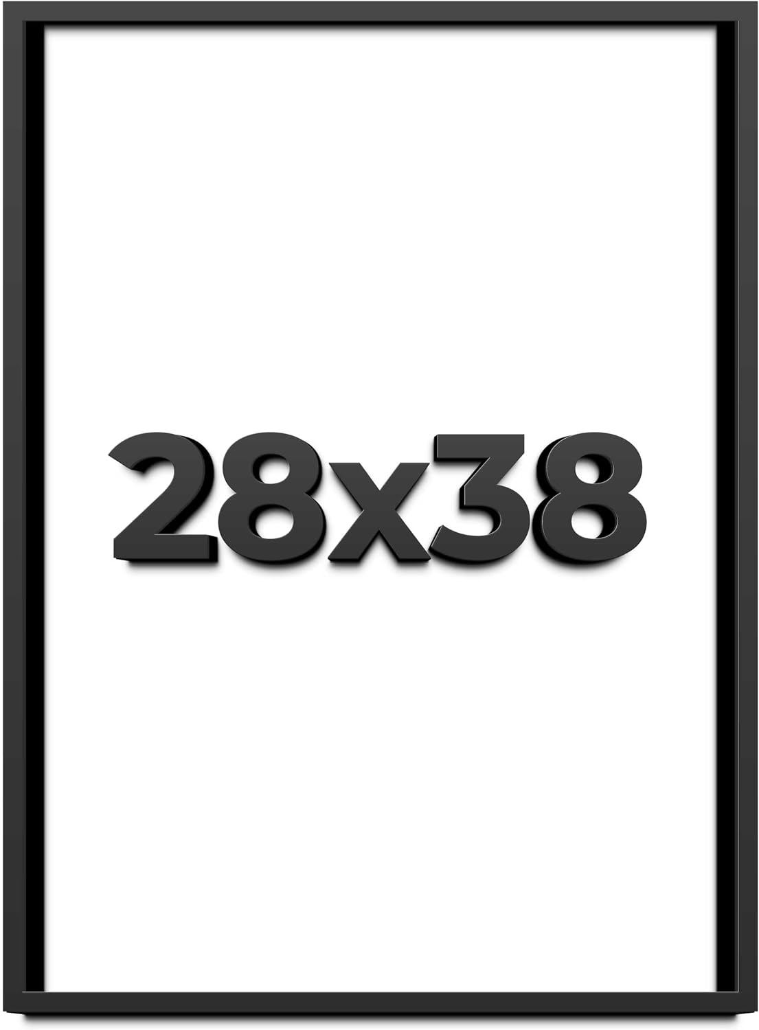 28x38 Shadow Box Black Solid Wood Display Frame with White Acid-Free Backing UV Acrylic & Hanging Hardware - with 3/4" Usable Depth