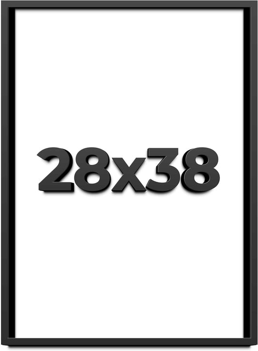 28x38 Shadow Box Black Solid Wood Display Frame with White Acid-Free Backing UV Acrylic & Hanging Hardware - with 3/4" Usable Depth