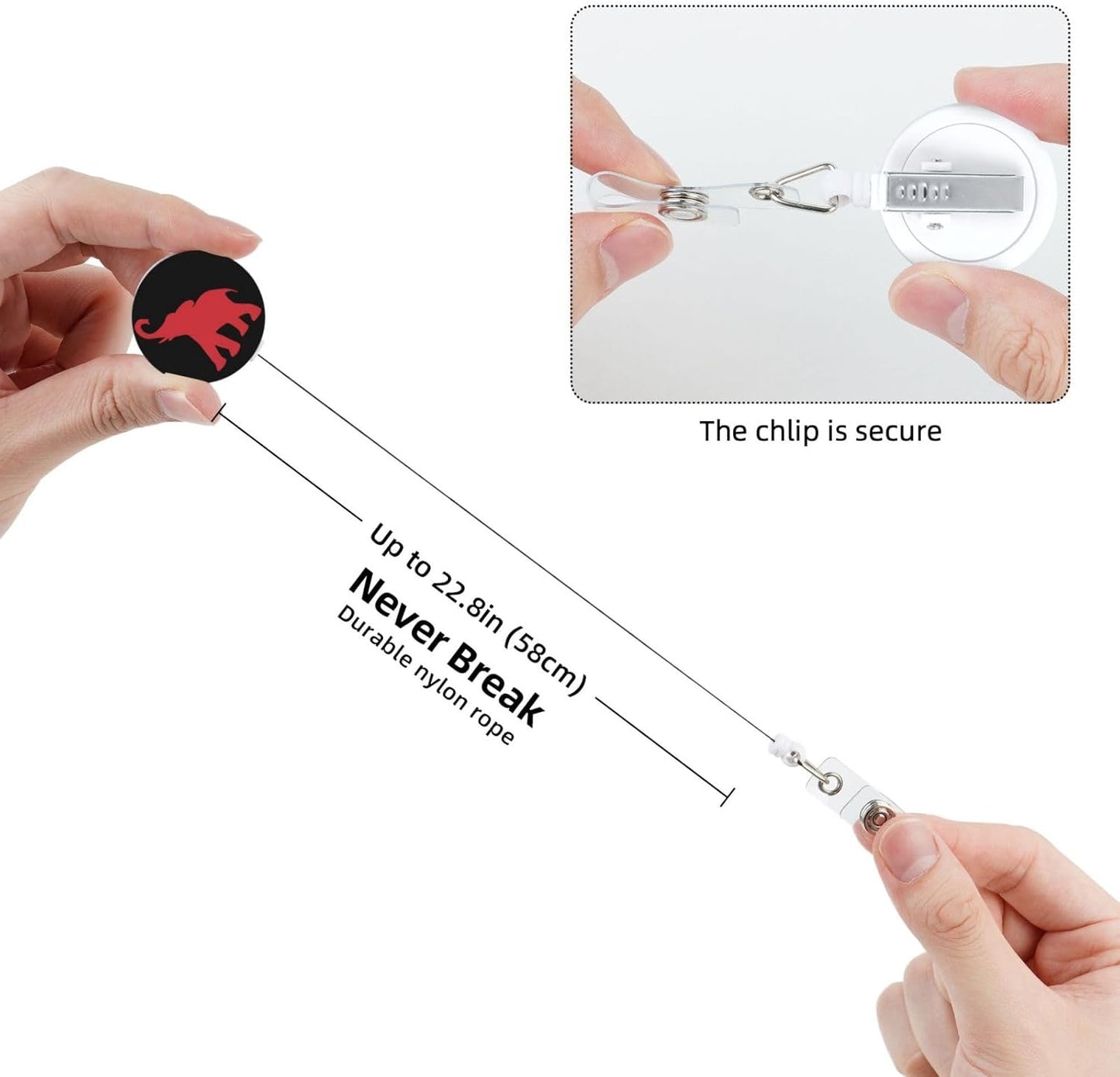 Red Elephant Badge Reels Retractable Badge Holder with Clip for Id Name Tag Office Worker Student Teacher Nurse Doctor
