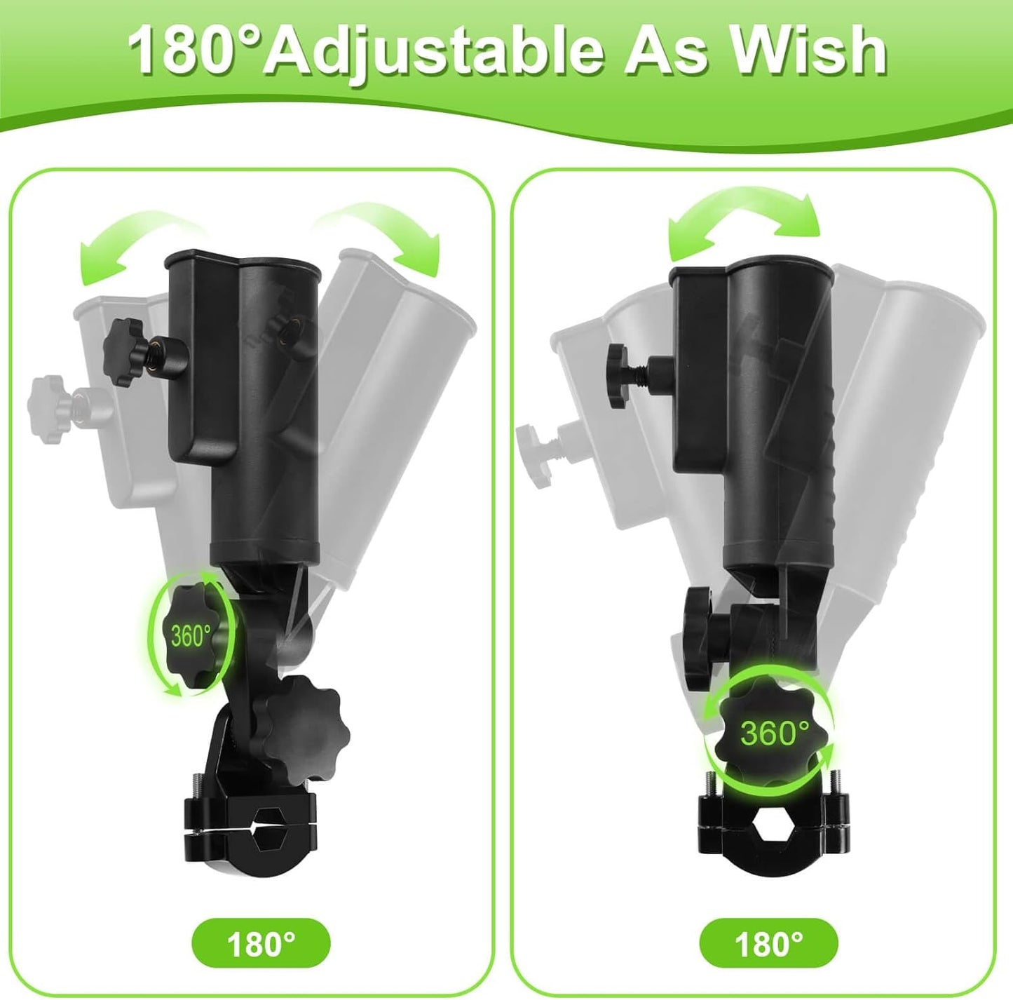 Heavy Duty Golf Push Cart Umbrella Holder, Aluminium Alloy Base Ultra Windproof, Universal Umbrella Attachment Stand for Stroller, Golf Cart, Mobility Scooter, Wheelchair, Bike, Beach Chair