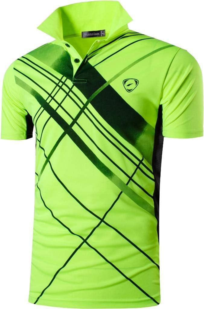jeansian Men's Sport Outdoor Quick Dry Fit Short Sleeves Polo Tee Shirt Tshirt T-Shirt Tops Golf Tennis Bowling LSL195