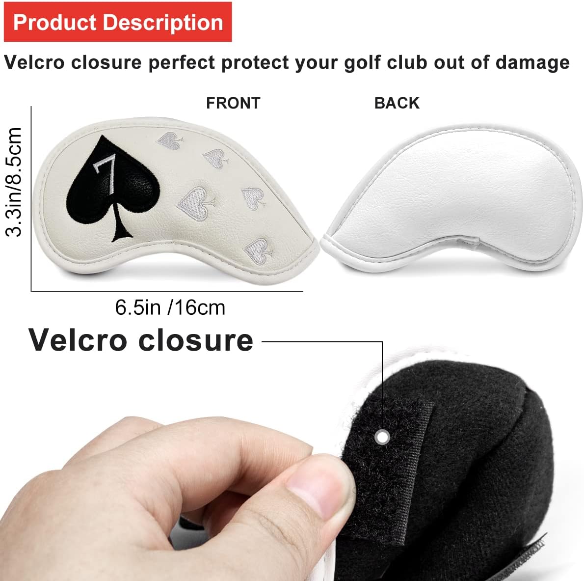 Golf Iron Head Covers 10 Pack #4-9 Pw, Sw, Aw, Xw Iron Covers Headcovers, White Synthetic Leather Golf Club Protector Designed to Fits All Golf Iron Clubs Titleist Callaway Ping Taylormade