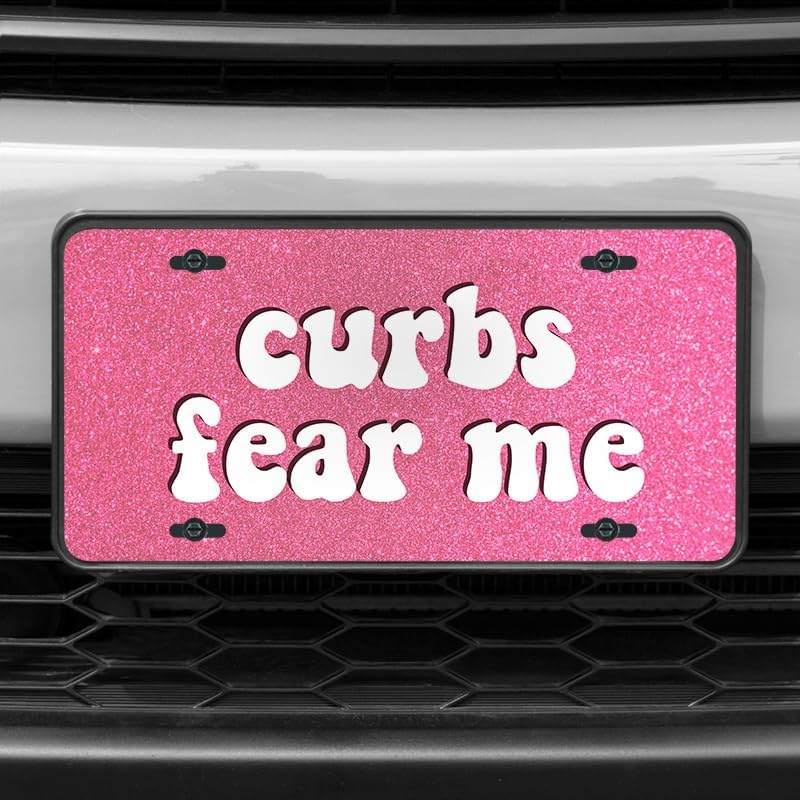 Unique Vanity License Plates | 16 Individual Designs | 3 Sizes (Automobile, Golf Cart, Motorcycle/Bike) | Made in U.S.A. | Custom Car Tags (Curbs Fear Me, Golf Cart (7" x 4"))