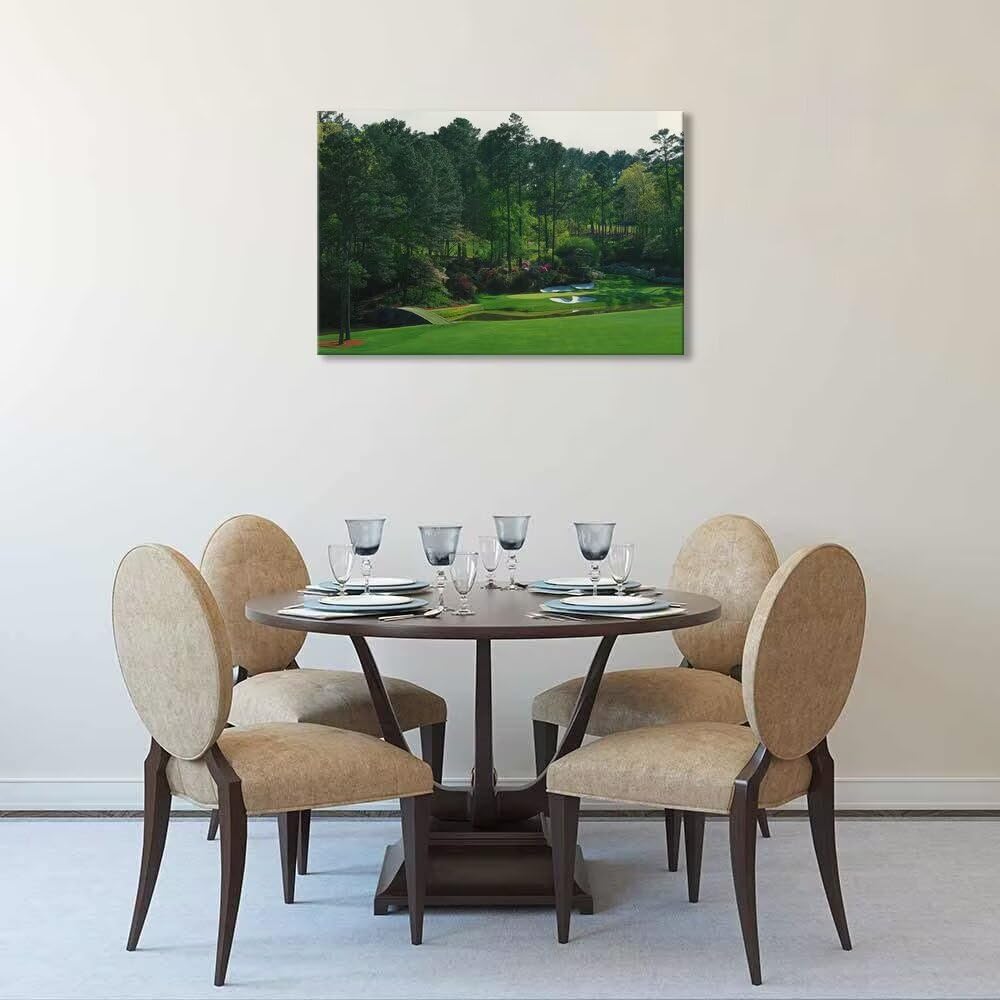 Augusta National Golf Course Wall Art for Office Living Room Bedroom Bathroom Wall Decorations Golf Course Picture Poster Framed Artwork Canvas Prints Ready to Hang(18''H x 24''W)