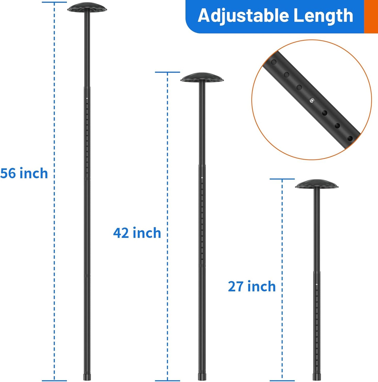 Golf Travel Bag Support Pole - Heavy-Duty Alloy Steel Golf Club Protector with ABS Cover, Adjustable 27-56 Inch, Tool-Free Installation for Travel Bags