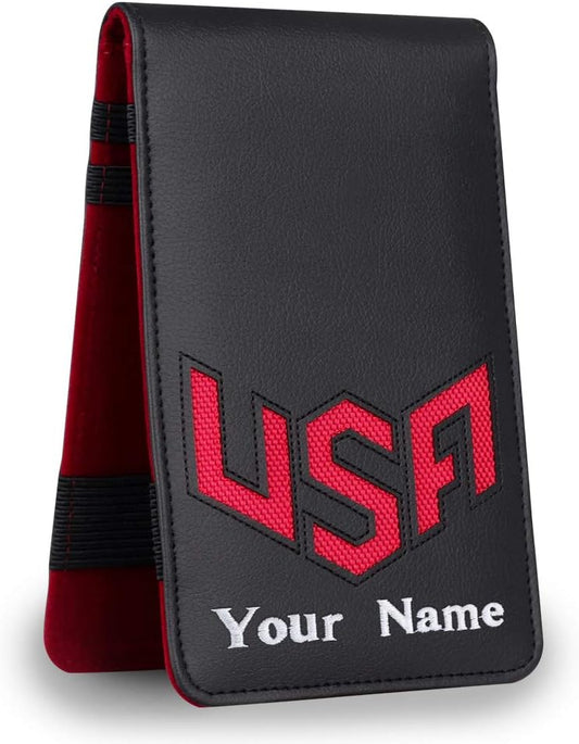 Golf Scorecard Holder & Yardage Book Cover, Golf Accessories Black Premium Leather Yardage Book Holders Cover