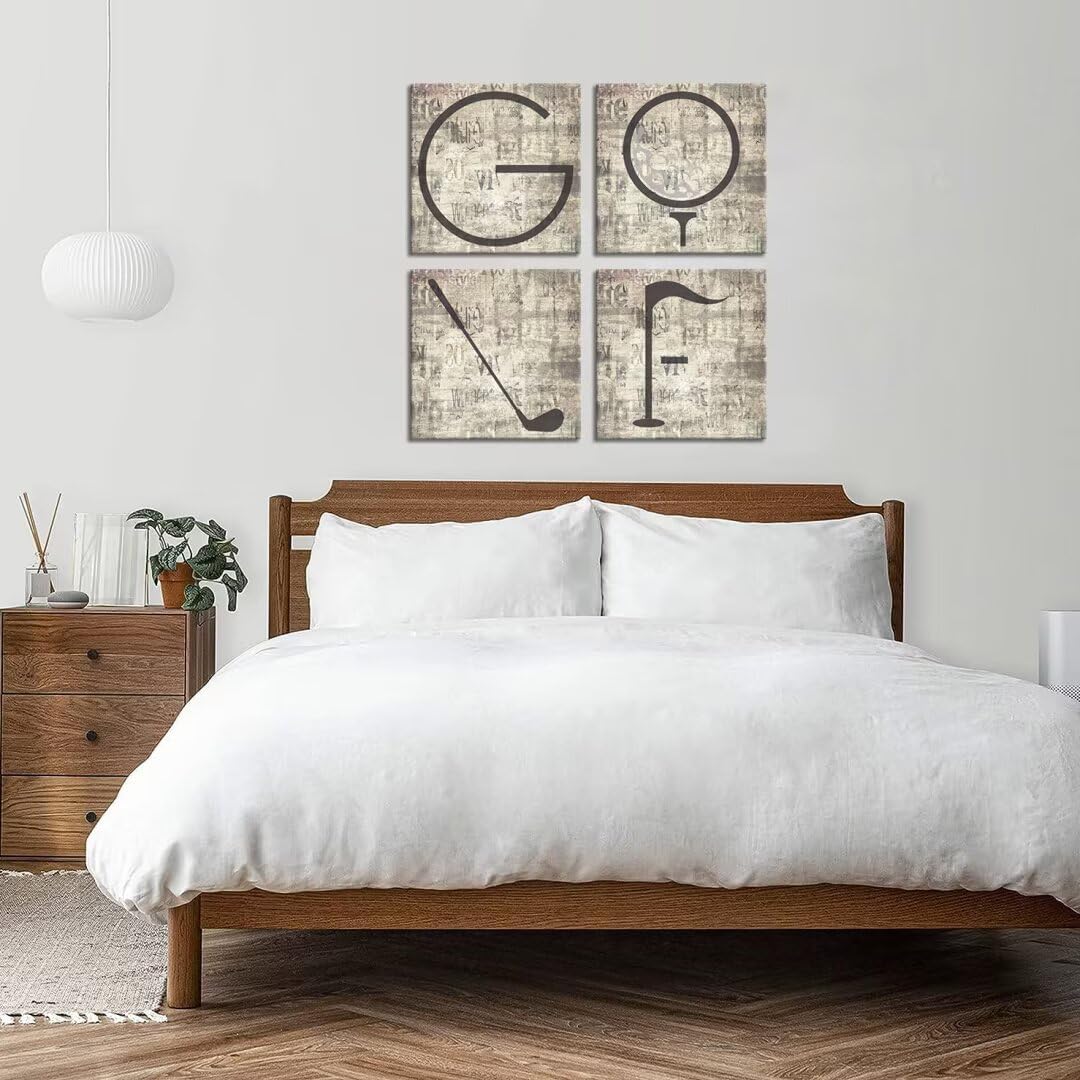 Pankila Golf Canvas Wall Art Golf Pictures Canvas Prints Golf Wall Decor for Living Room Bedroom Bathroom Club Gym Home Decorations Painting Framed Artwork Ready to Hang (16''W x 16''H x 4)