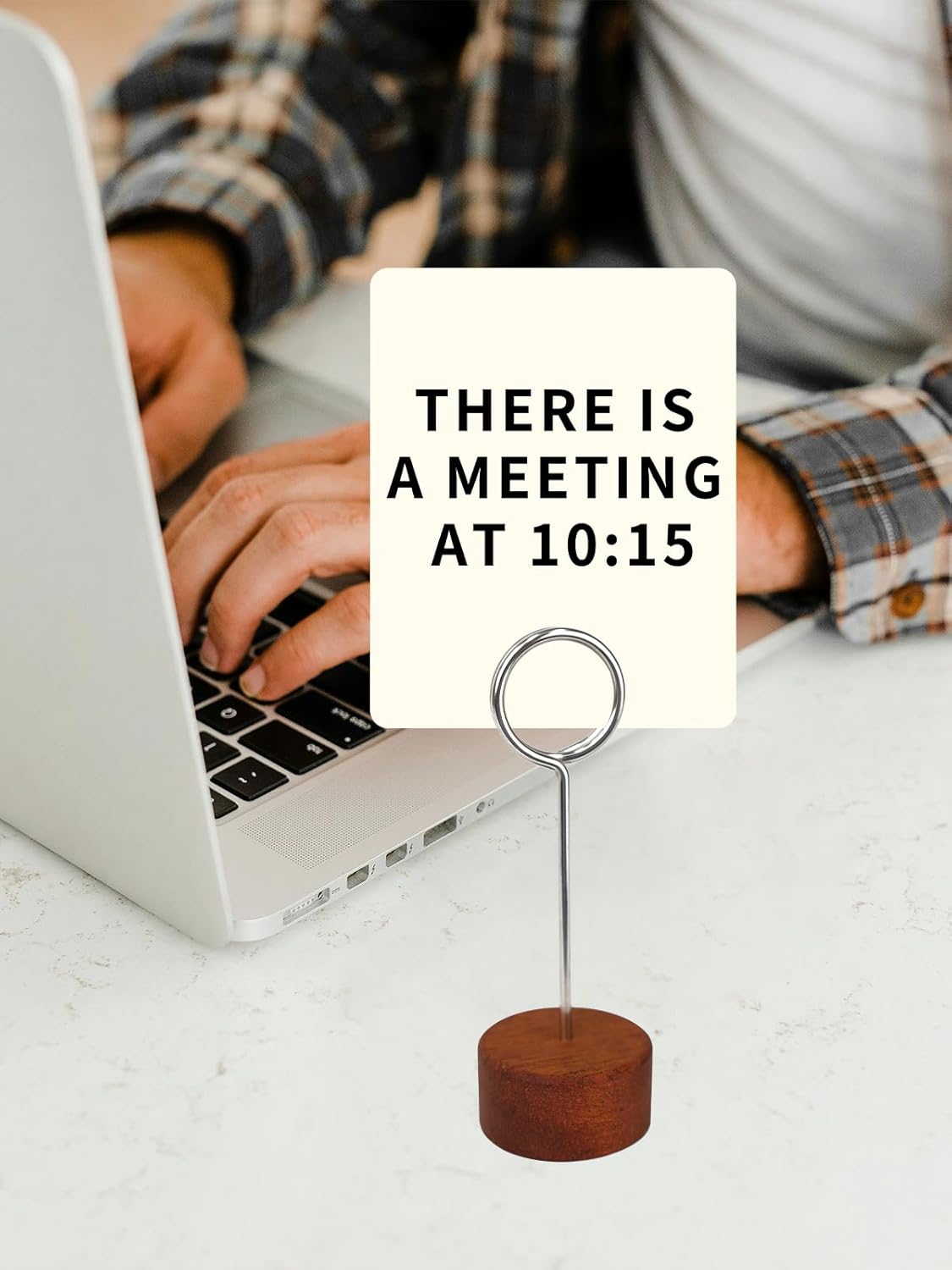 Wood Place Card Holders with Metal Clip 6Pack, 4.3" Tall Table Number/Name Sign Holder, Memo Card Photo Picture Note Clip Stands for Party Restaurant (Silve Circle)