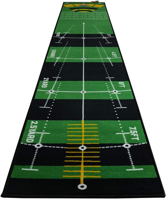 Golf Putting Green Mat 10 ft X 20 in Training Aid Mat, Multi Distance Mark Practice Putting mats,Anti-Slip Backing Golf Putting mat for Indoor/Outdoor Hitting Mat for Golf Enthusiast