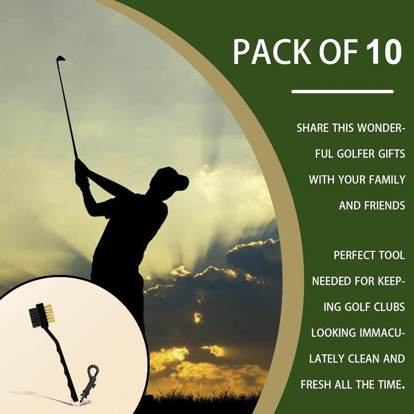 GOLDEAL 5 Pack Golf Club Brush and Club Groove Cleaner Set, Golf Club Brush, Golfing Equipment, Accessories for Golf Clubs, Balls, Clothing, Shoes, Golf Aids, Easily Attaches to Golf Bag