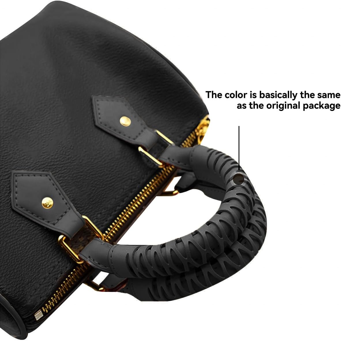 Jiesinlov 2Pcs Bag Handle Wrap Covers for Speedy 25 30 35,Vachetta Leather Grip Protector Strap,Stain and Abrasion Resistant(Black)