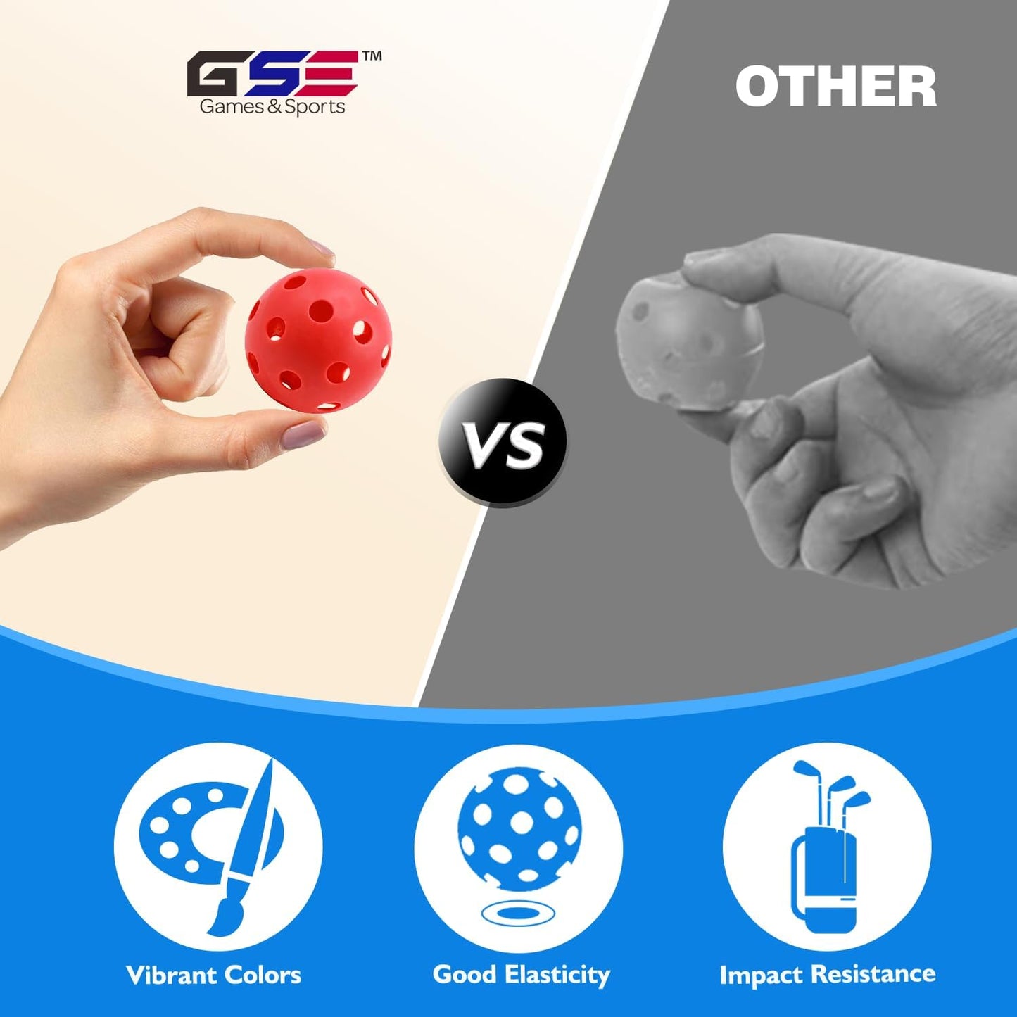 GSE Games & Sports Expert 12-Pack Practice Golf Balls, 40mm Limited Flight Plastic Soft Golf Balls, Airflow Hollow Training Golf Ball for Swing Practice (Several Colors Available)