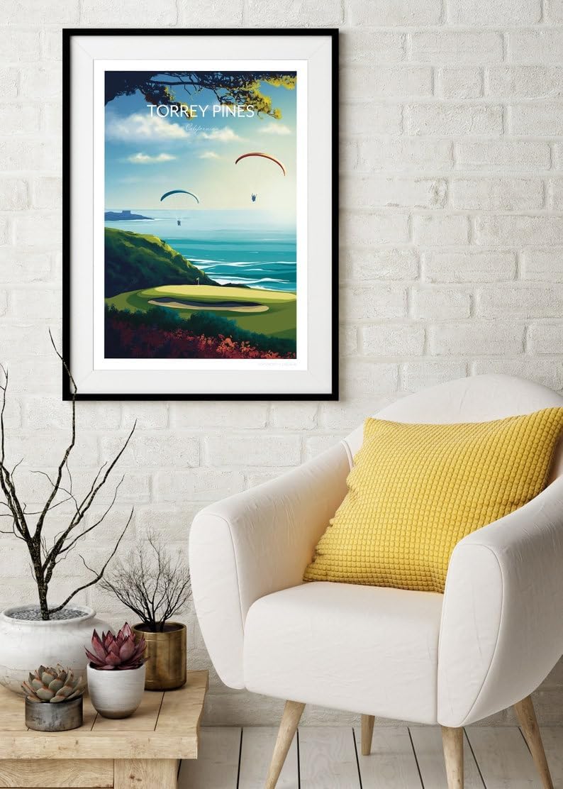 Torrey Pines Golf Poster - San Diego, California Travel Wall Art, Torrey Pines Golf Poster, California Golf Course Print, Golf Art Wall Decor (Unframed) (11x14)