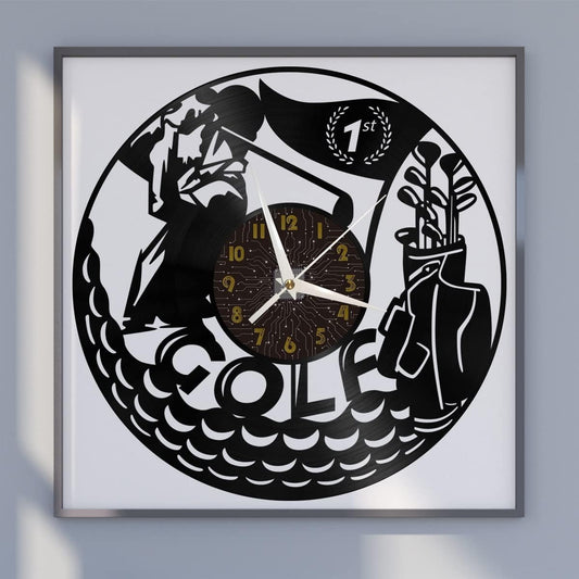 Golf Decoration Vinyl Wall Clock, Vinyl Record Clock Wall Art Silent & Non-Ticking(12 inchs C)
