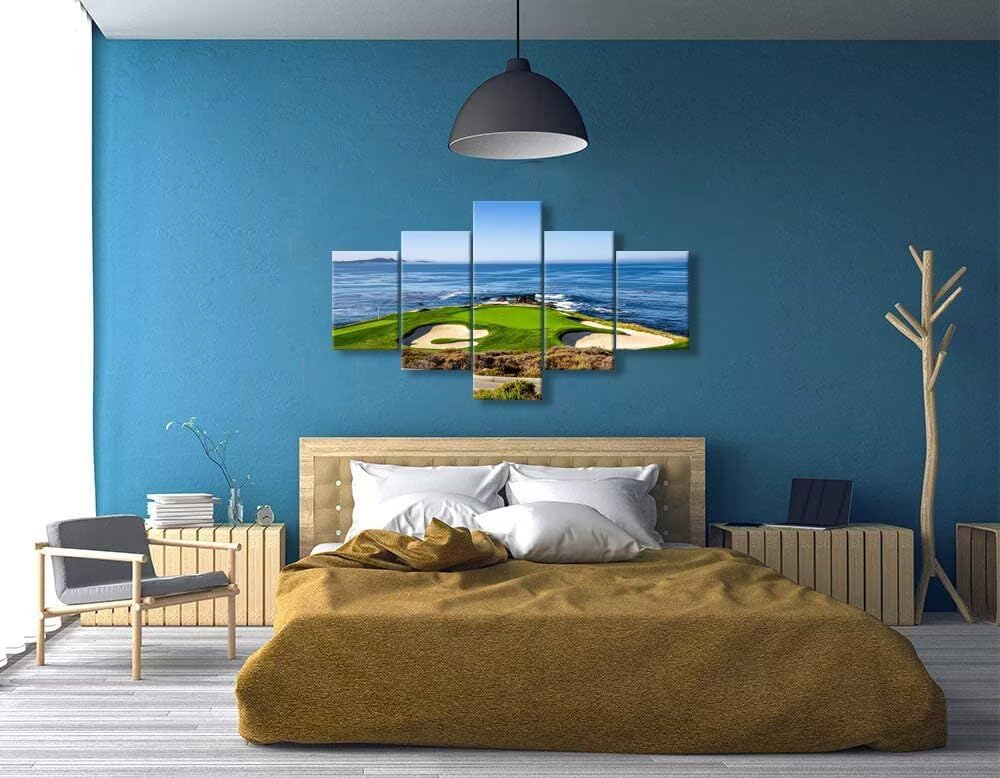 chenchenArt USA California Golf Course Wall Art Picture Golf Course Wall Decor for Living Room Bedroom Home Decorations Golf Artwork Canvas Prints Framed Ready to Hang(60''W x 32''H)