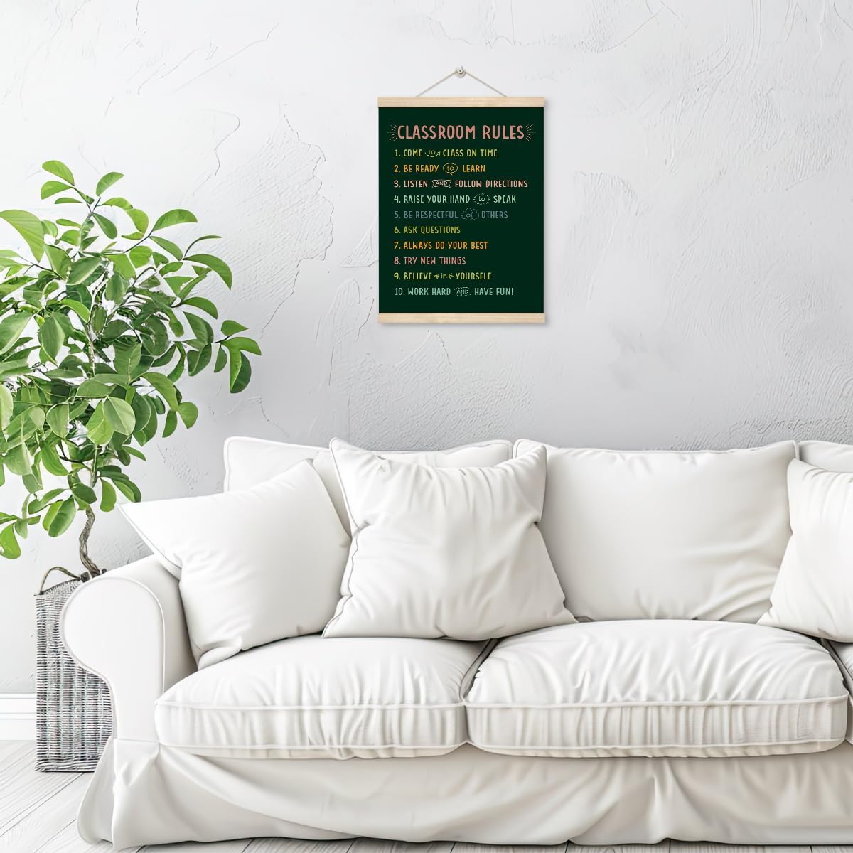 WDSXWH Classroom Rules Poster, Classroom Expectation Posters for Preschool Middle School Kindergarten Elementary Back to School Teach Supplies