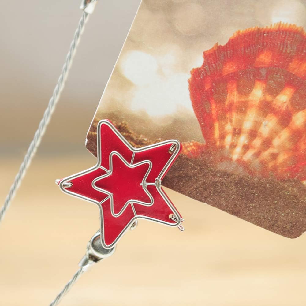 8-branch Family Tree Picture Frame Holder, Card Photo Clips Holder Desk Stand for Memo Paper Note Photo Christmas Wedding Card Display (Red Star)