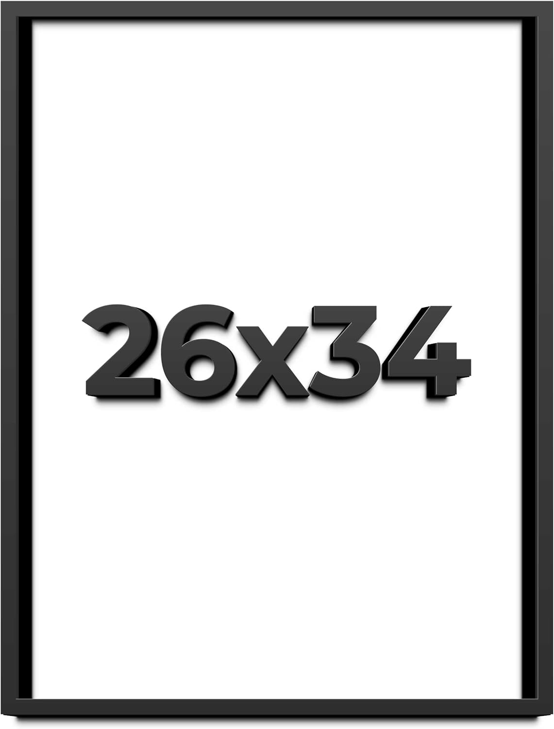26x34 Shadow Box Black Solid Wood Display Frame with White Acid-Free Backing UV Acrylic & Hanging Hardware - with 3/4" Usable Depth